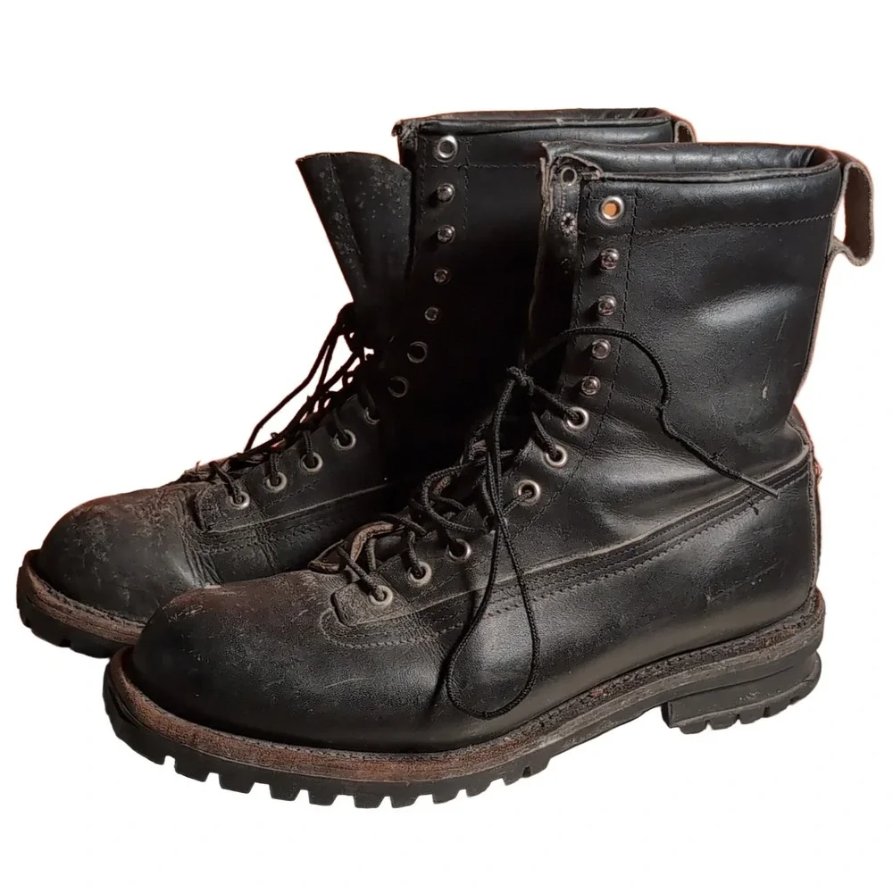Vintage Black Leather Combat Boots Men's 10.5 Black Leather Work